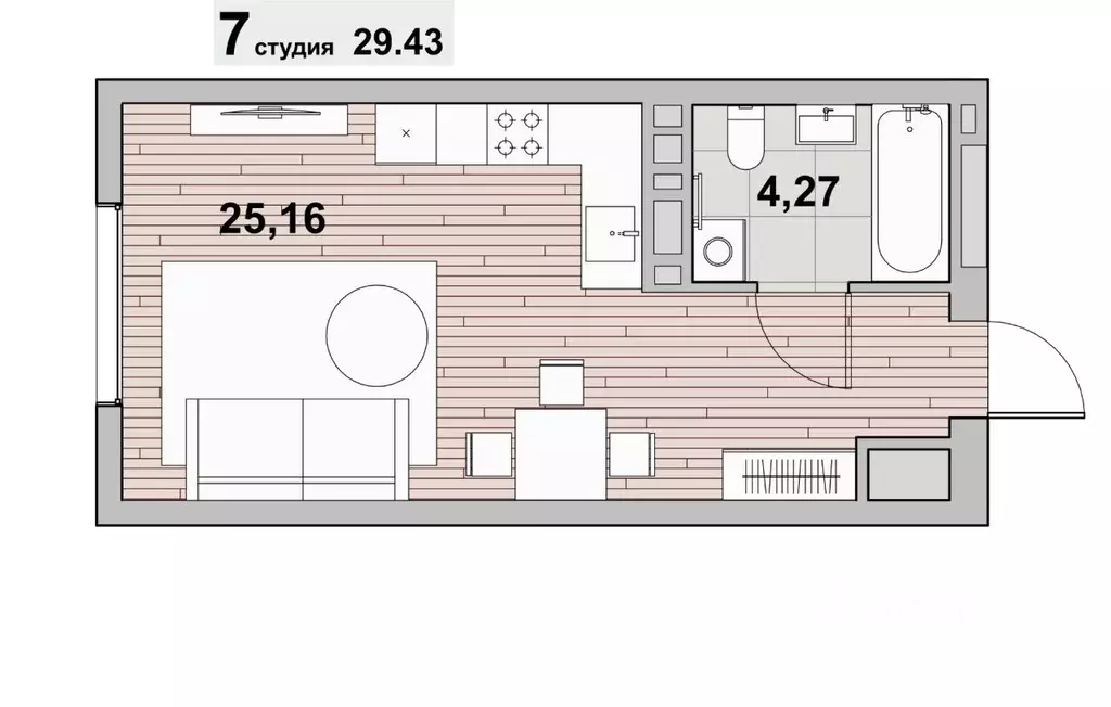 1-к кв. Калининградская область, Зеленоградск ул. Гагарина (29.43 м) - Фото 1