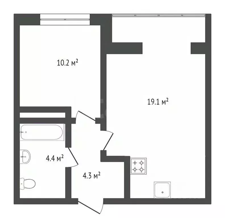 1-к кв. Тюменская область, Тюмень ул. Газовиков, 34к1 (37.9 м) - Фото 1