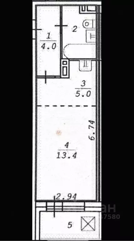 Студия Новосибирская область, Новосибирск ул. Галущака, 15 (26.2 м) - Фото 1