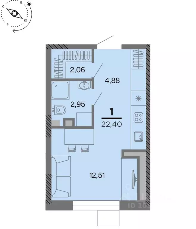 Студия Рязанская область, Рязань Метропарк тер., Метропарк жилой ... - Фото 1