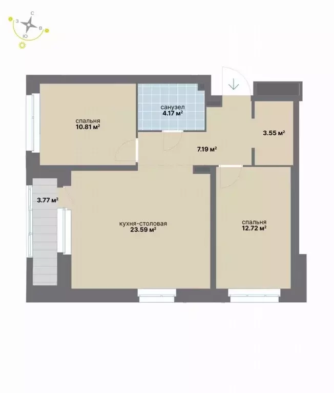 2-к кв. Свердловская область, Екатеринбург ул. Студенческая, 16 (65.8 ... - Фото 1