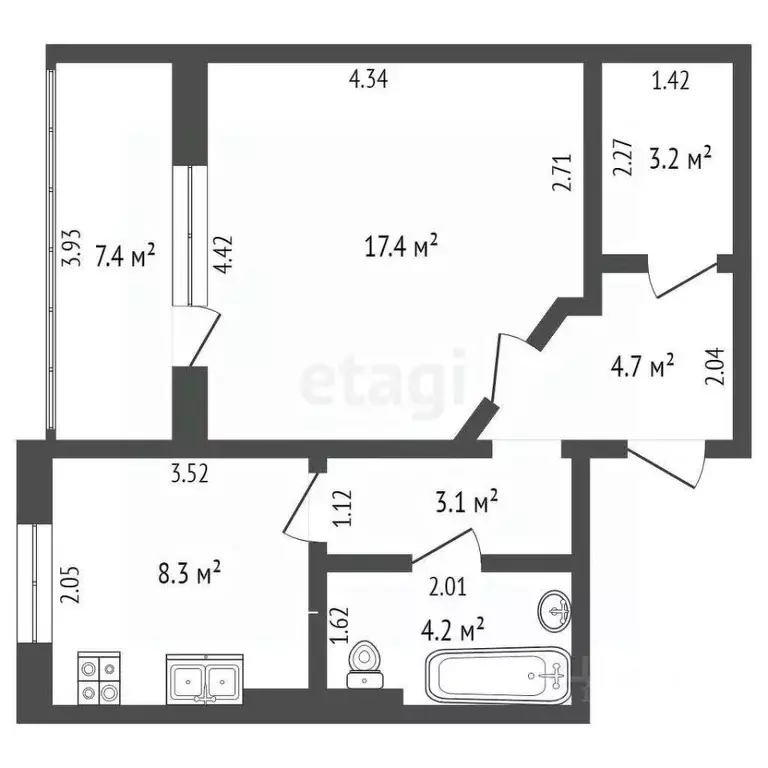 1-к кв. Омская область, Омск ул. 12 Декабря, 1 (40.5 м) - Фото 1