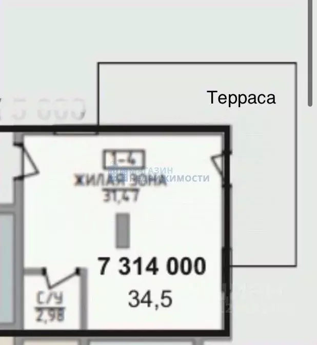 Студия Крым, Алушта ул. Володарского, 9 (34.5 м) - Фото 1