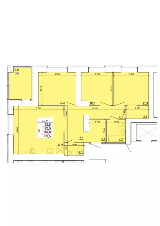 3-к кв. Костромская область, Кострома Кинешемское ш., 88 (86.0 м) - Фото 0