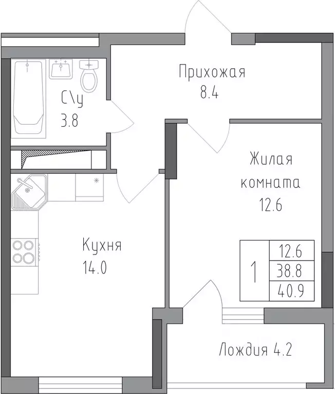 1-к кв. Липецкая область, Липецк ул. Тельмана, 120 (40.9 м) - Фото 0