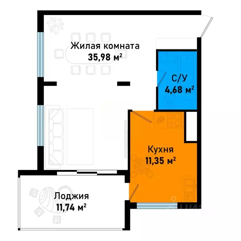 2-к кв. Крым, Черноморское пгт ул. Евпаторийская (63.51 м) - Фото 0