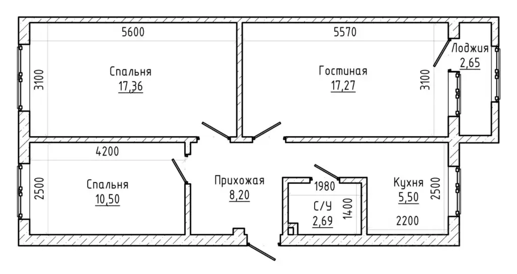 3-к кв. Кабардино-Балкария, Нальчик ул. 2-й Таманской Дивизии (61.0 м) - Фото 2
