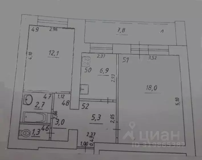 2-к кв. Самарская область, Самара Ставропольская ул., 200 (49.0 м) - Фото 1