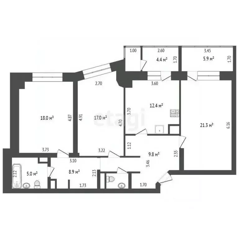 3-к кв. Ямало-Ненецкий АО, Губкинский 14-й мкр, 20 (97.7 м) - Фото 2