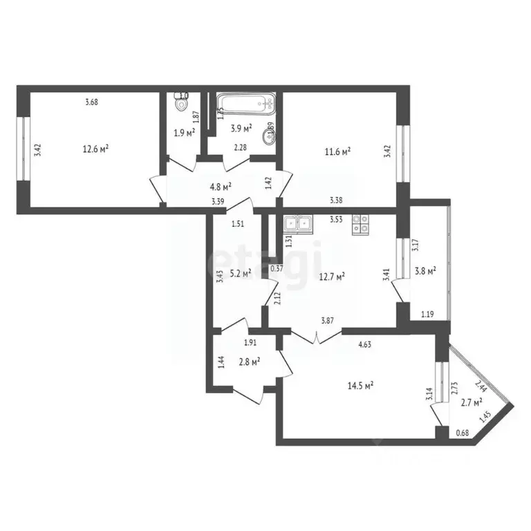 3-к кв. Оренбургская область, Оренбург ул. Рокоссовского, 3 (73.0 м) - Фото 1