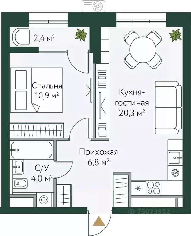 1-к кв. Волгоградская область, Волгоград Новосибирская ул., 74с1 (44.4 ... - Фото 0