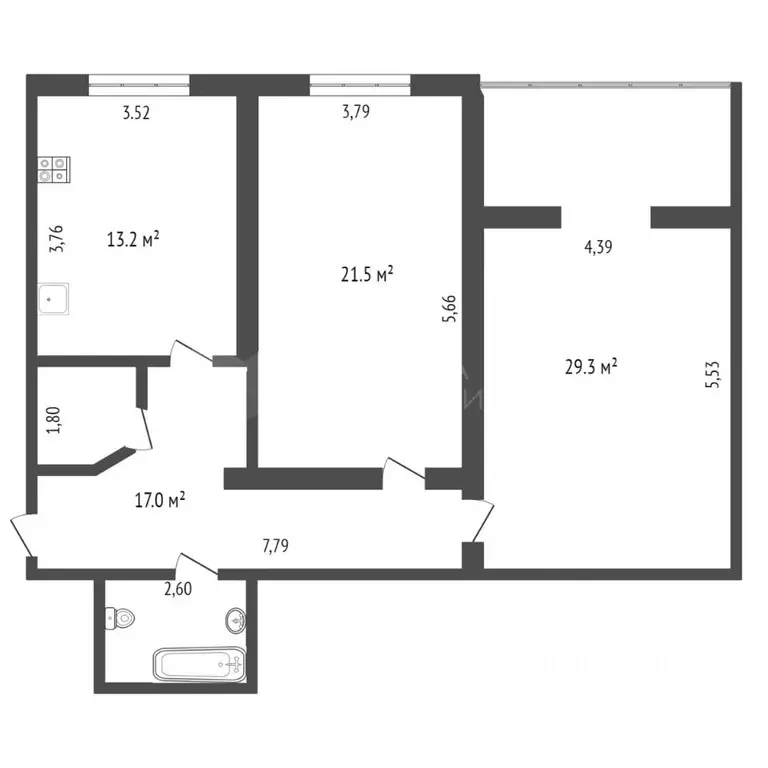 2-к кв. Тюменская область, Тюмень Комсомольская ул., 8 (87.0 м) - Фото 2