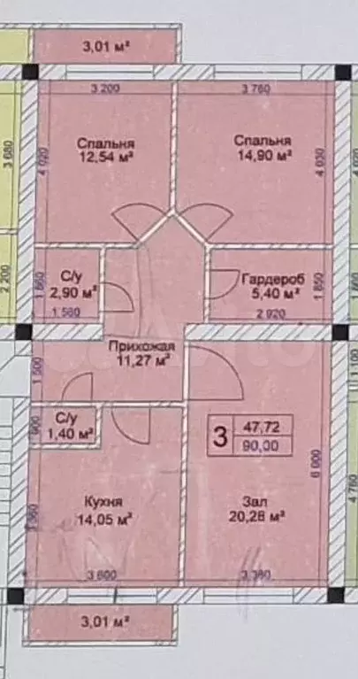3-к. квартира, 90 м, 2/4 эт. - Фото 0