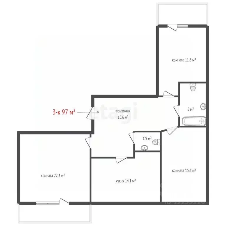 3-к кв. Свердловская область, Екатеринбург ул. Громова, 28 (97.0 м) - Фото 2