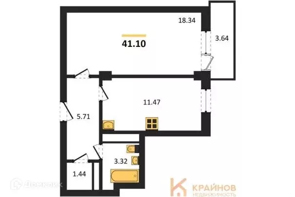Продаётся 1-к квартира, 41.1 м - Фото 0