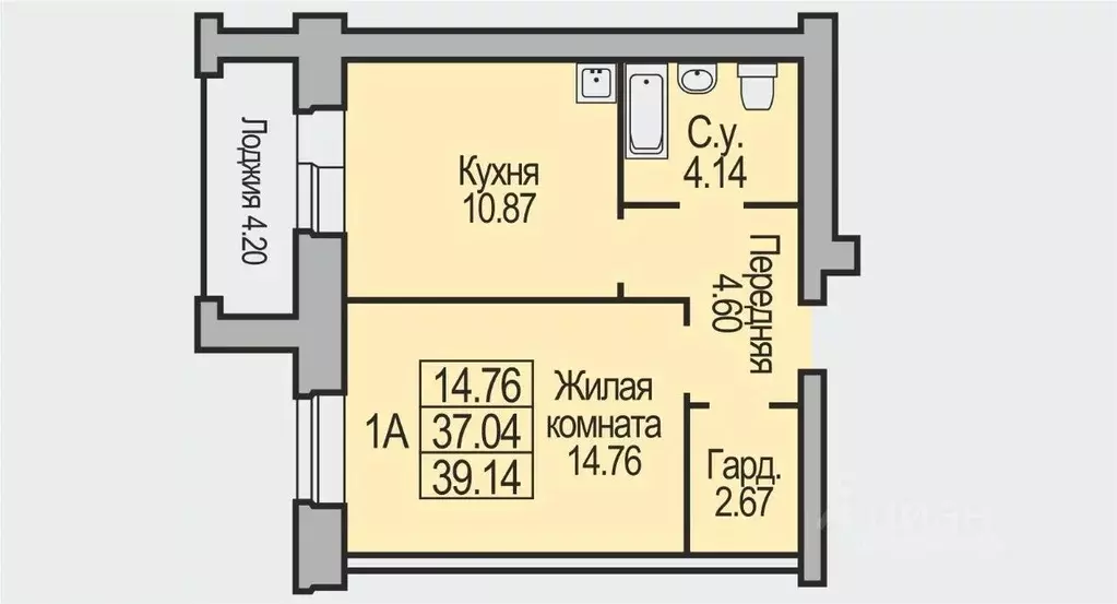 1-к кв. Новосибирская область, Бердск Южный мкр,  (39.14 м) - Фото 0