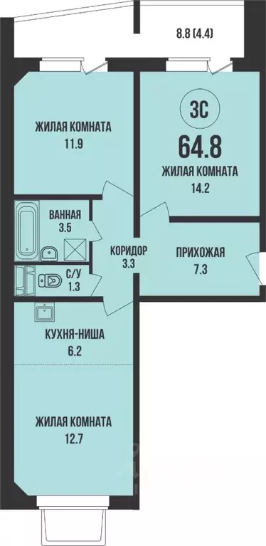 2-к кв. Новосибирская область, Новосибирск ул. Имени генерал-майора ... - Фото 0