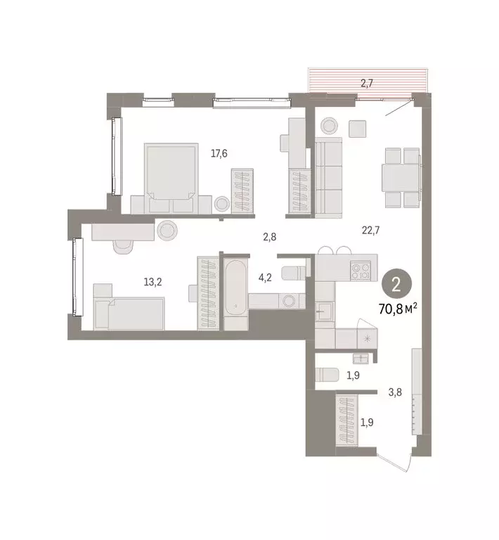 2-комнатная квартира: Екатеринбург, жилой район Сортировочный, ... - Фото 2