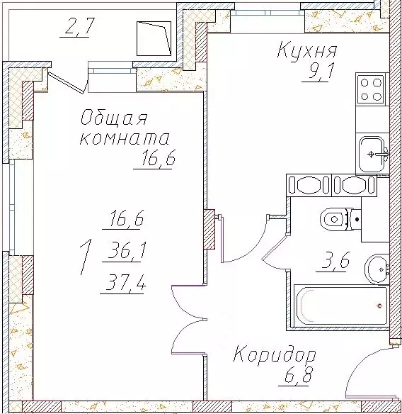 1-к кв. Московская область, Старая Купавна Богородский городской ... - Фото 1