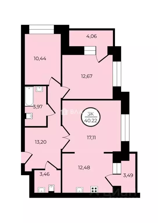 3-к кв. Санкт-Петербург Железноводская ул., 32 (73.1 м) - Фото 2