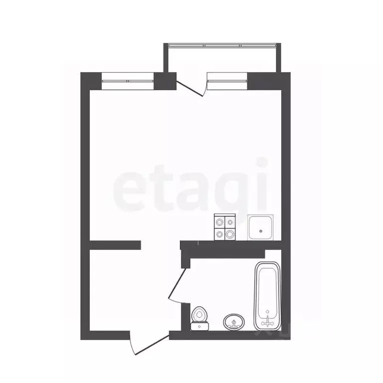 Студия Тюменская область, Тюмень ул. Газовиков, 44 (29.2 м) - Фото 2