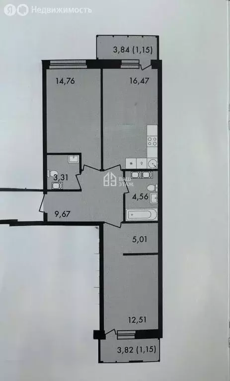 2-комнатная квартира: Калуга, улица Адмирала Сенявина, 1 (68.59 м) - Фото 0