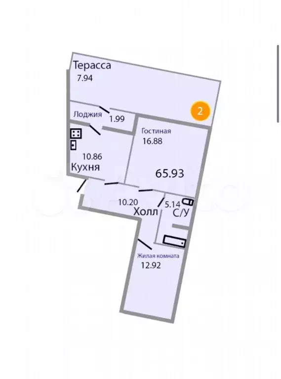 2-к. квартира, 67,7 м, 1/9 эт. - Фото 0