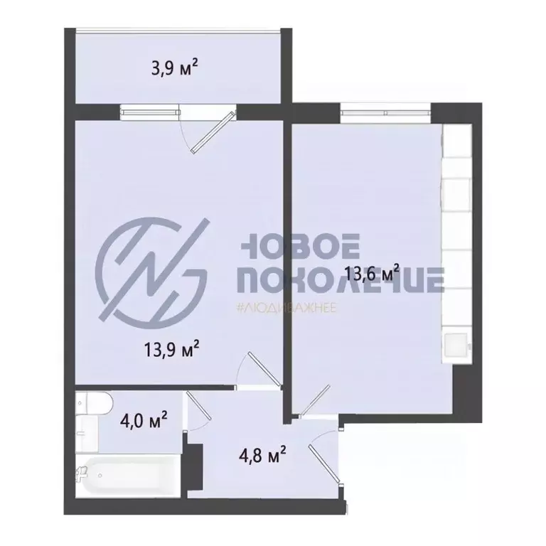 1-к кв. Омская область, Омск пос. Биофабрика, 18к1 (37.0 м) - Фото 0