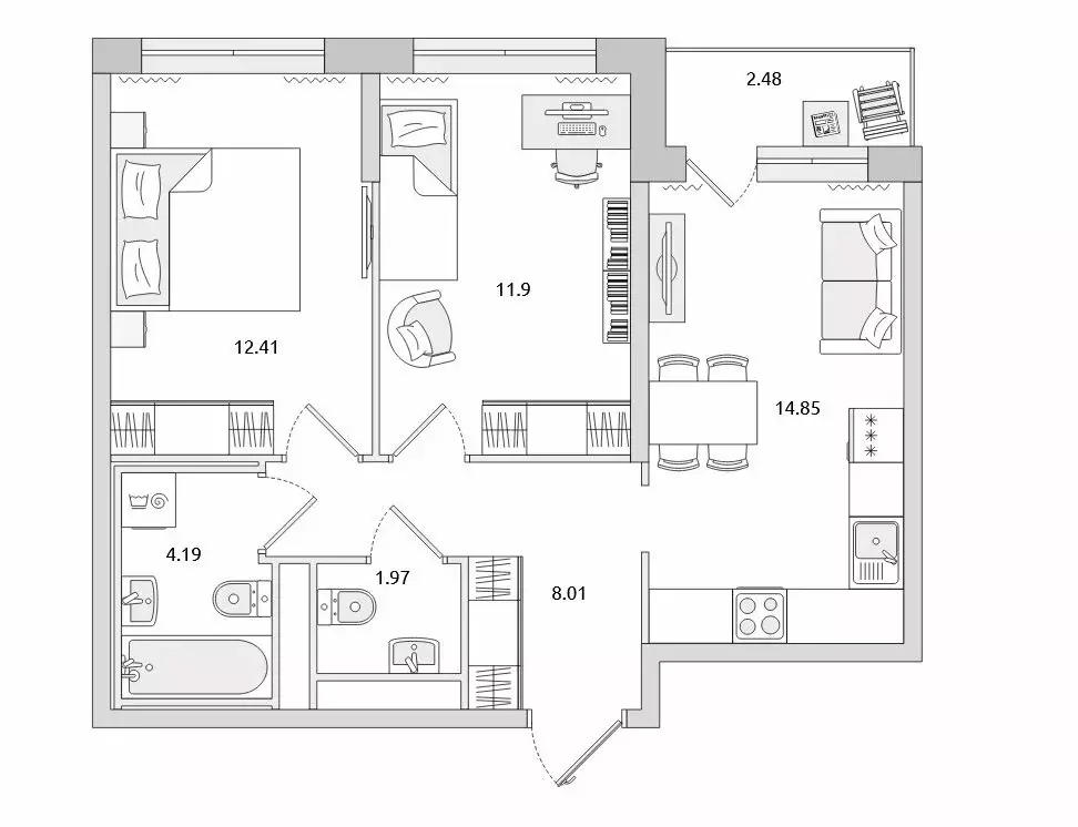 2-комнатная квартира: Бугры, Тихая улица, 5к3 (53.33 м) - Фото 0