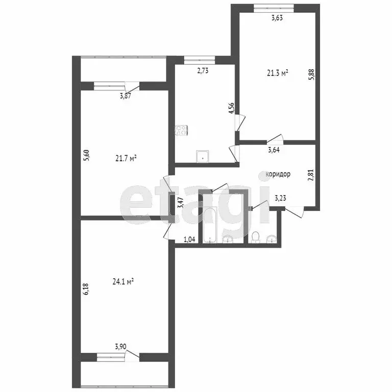 3-комнатная квартира: Тюмень, Широтная улица, 136к4 (102.5 м) - Фото 1
