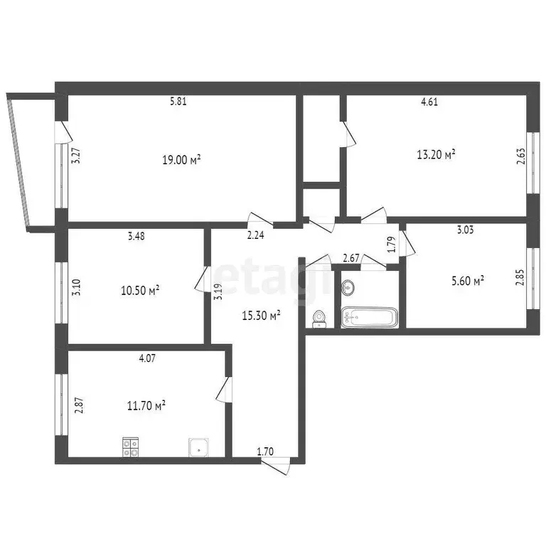 Квартира, 4 комнаты, 86.9 м - Фото 0