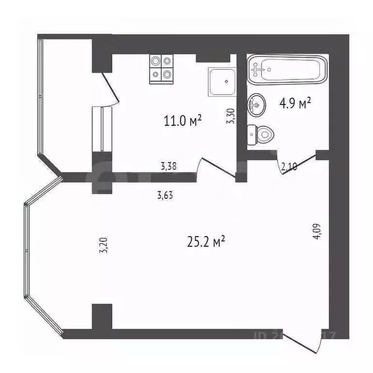 2-к кв. Севастополь ул. Лиговская, 4 (56.0 м) - Фото 2