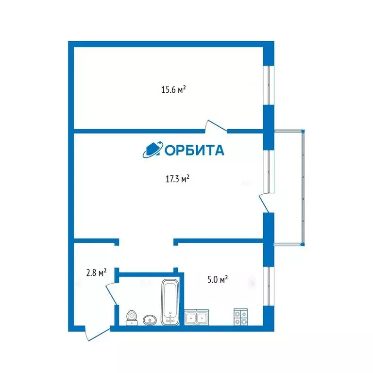 2-комнатная квартира: Тюмень, Севастопольская улица, 35 (46.2 м) - Фото 1