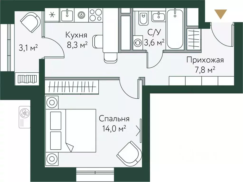 1-к кв. Волгоградская область, Волгоград Новосибирская ул., 74с1 (36.8 ... - Фото 0