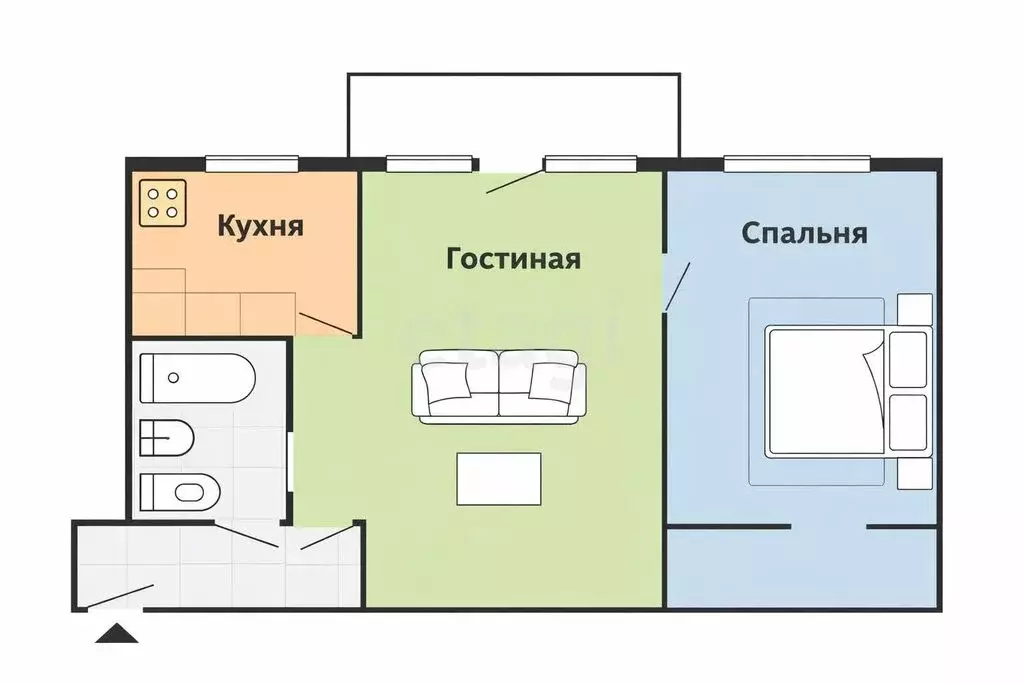 2-комнатная квартира: Киреевский район, сельское поселение ... - Фото 1
