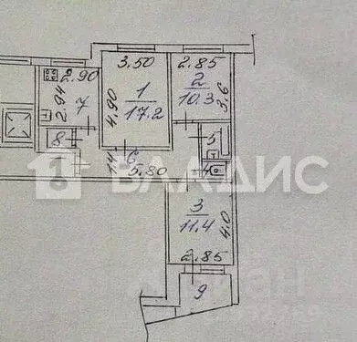 3-к кв. Пензенская область, Пенза ул. Лядова, 30 (63.1 м) - Фото 1