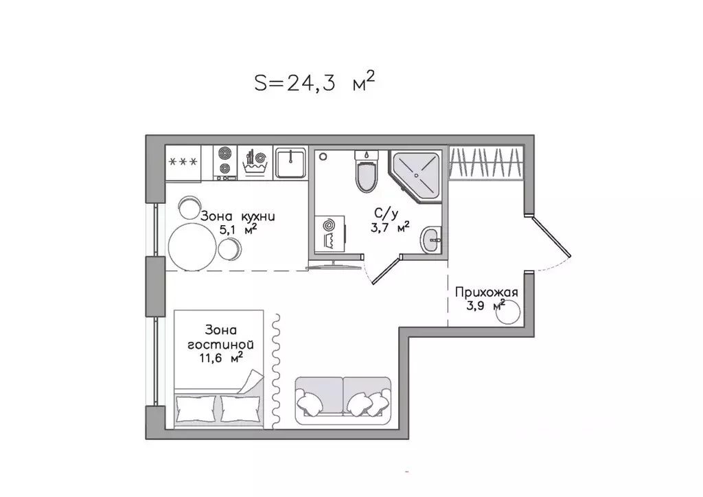 Студия Карелия, Сортавала Советская ул., 5 (24.3 м) - Фото 1