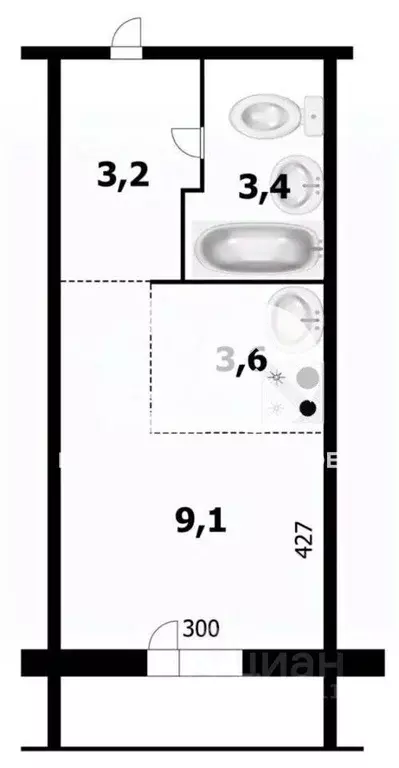 Студия Новосибирская область, Новосибирск ул. Виктора Уса, 15 (19.5 м) - Фото 2