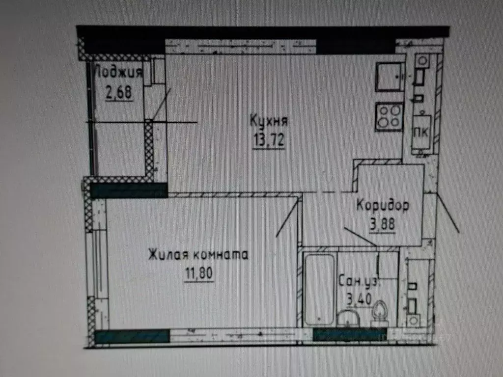 1-к кв. Свердловская область, Екатеринбург ул. Учителей, 33/3 (34.14 ... - Фото 1