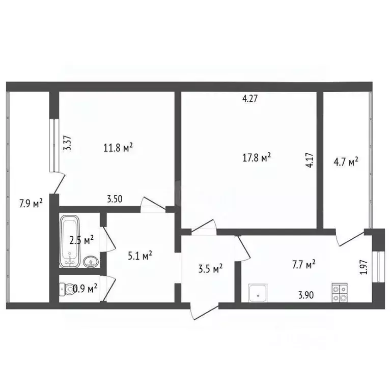 2-к кв. Севастополь ул. Маршала Геловани, 13 (61.6 м) - Фото 2