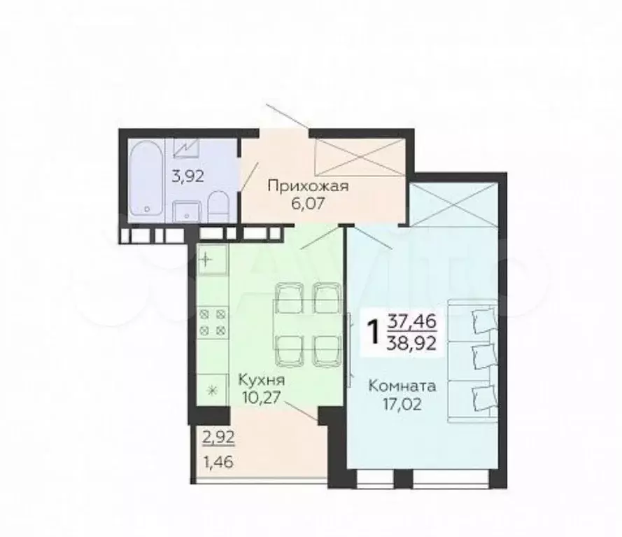 1-к. квартира, 40 м, 6/17 эт. - Фото 0