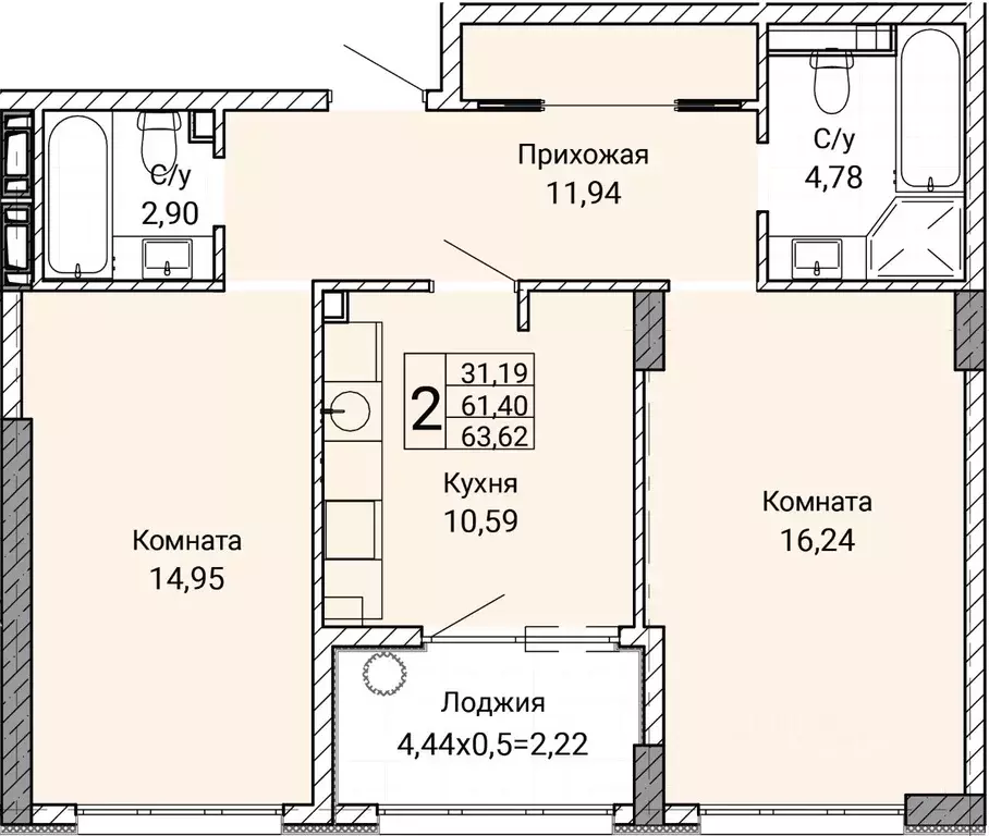 2-к кв. Севастополь ул. Братьев Манганари, 28 (63.62 м) - Фото 0