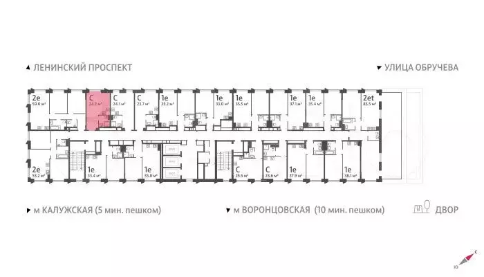 Квартира-студия, 24,2м, 19/58эт. - Фото 1