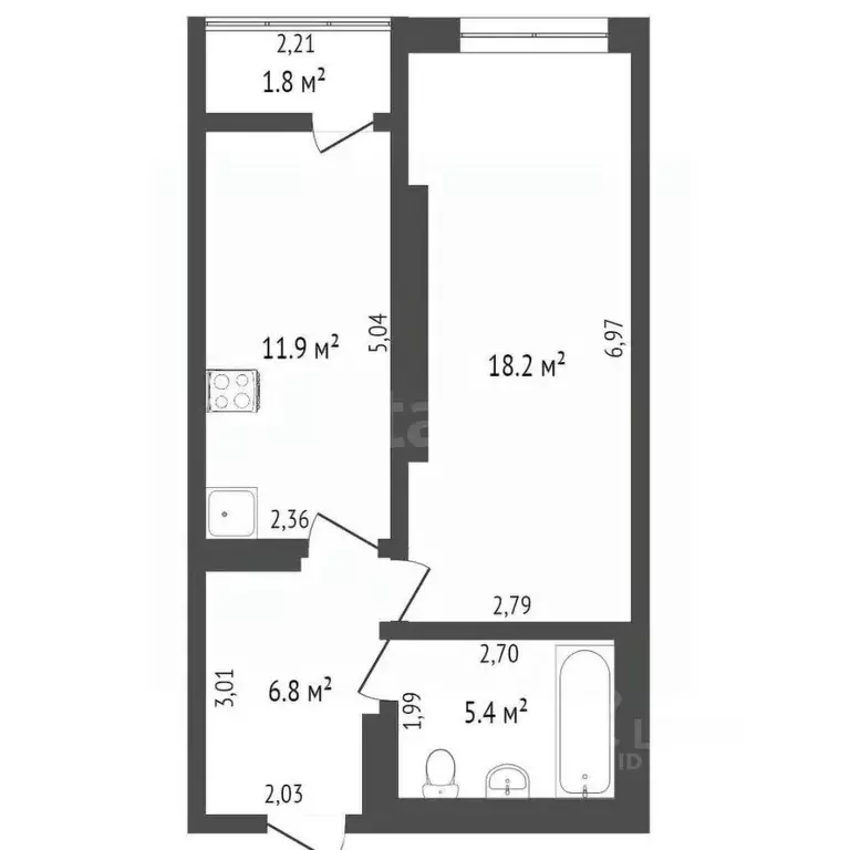1-к кв. Севастополь просп. Античный, 26к4 (44.1 м) - Фото 2