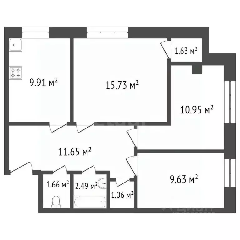 3-к кв. Красноярский край, Красноярск Норильская ул., 8Г (64.4 м) - Фото 2