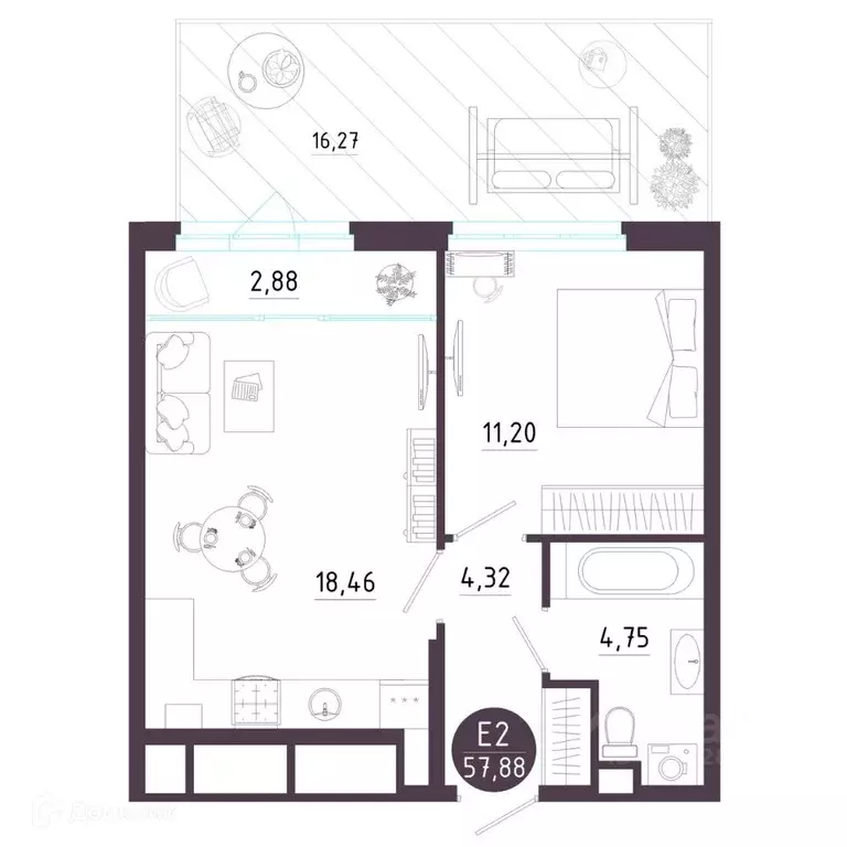 1-к кв. Рязанская область, Рязань Московское ш. (57.88 м) - Фото 1