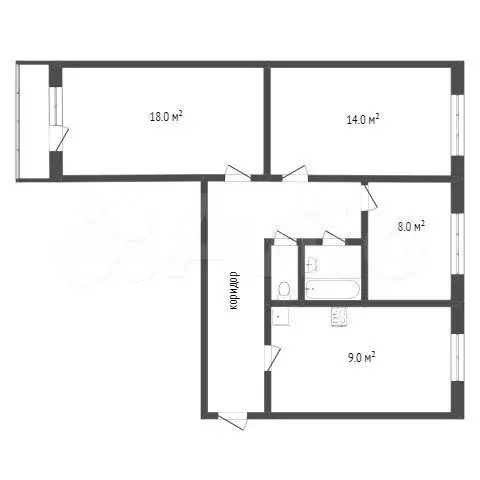 3-к. квартира, 61,4 м, 9/9 эт. - Фото 0