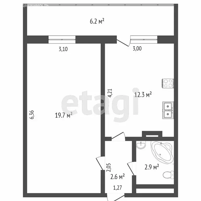 1-комнатная квартира: Тюмень, улица Газовиков, 25к3 (36.9 м) - Фото 0