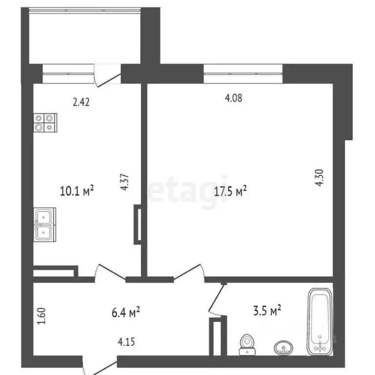 1-к кв. Ямало-Ненецкий АО, Новый Уренгой Восточный мкр, 5/8 (37.5 м) - Фото 1