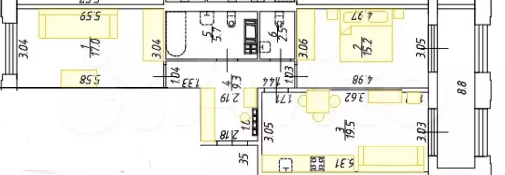 3-к. квартира, 70 м, 5/8 эт. - Фото 0